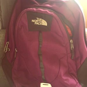 Red and purple north face backpack!